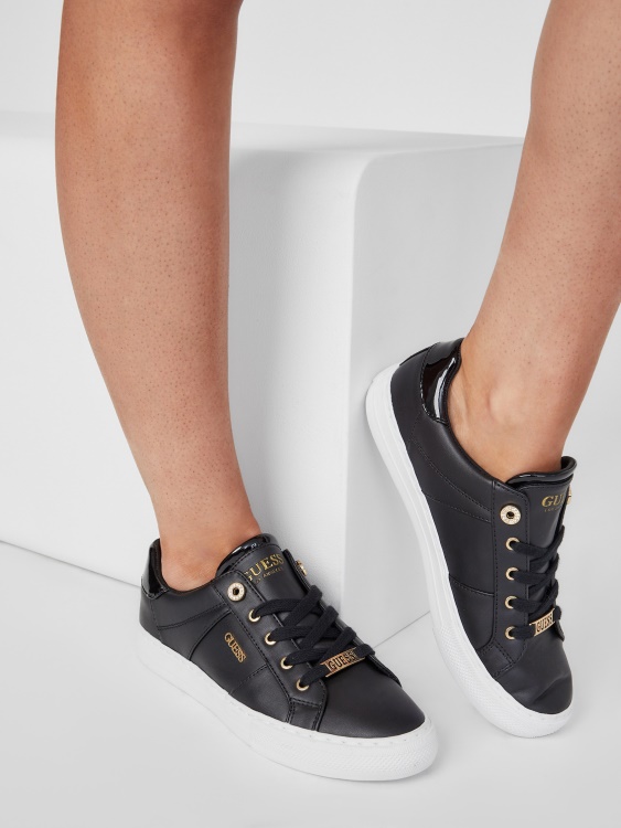Guess Black1 погледнете ниски кецове от изкуствена кожа