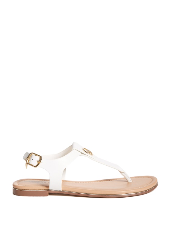 Guess карамелени сандали с T-каишка бели