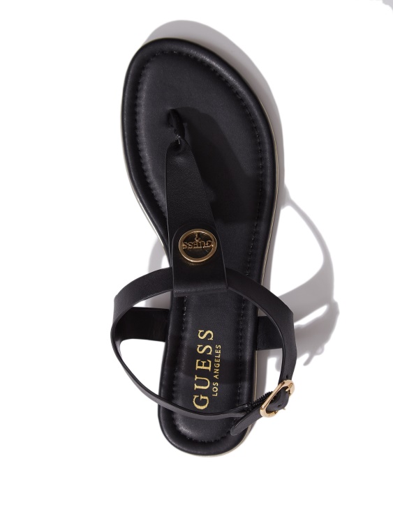 черни карамелени сандали с T-каишка Guess