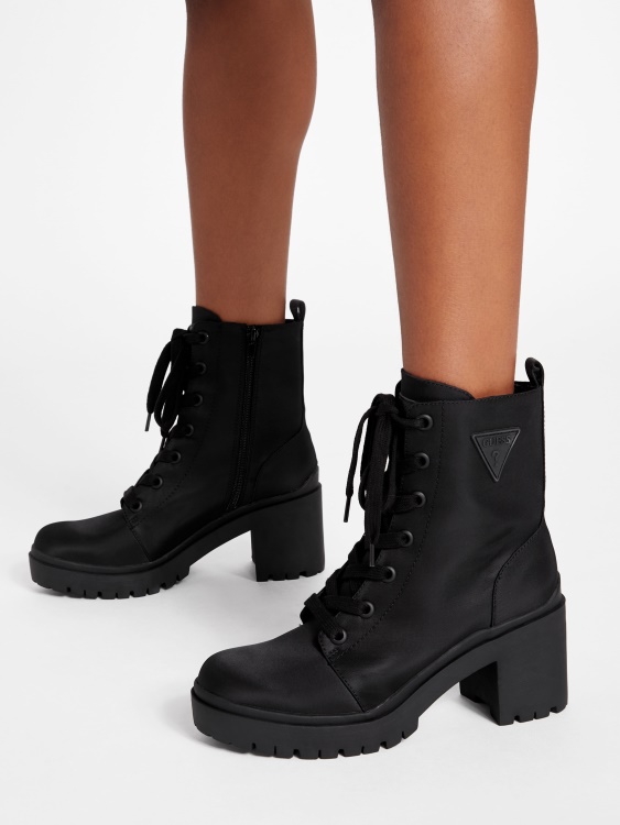 Guess Quincy найлонови боти с ток черни1