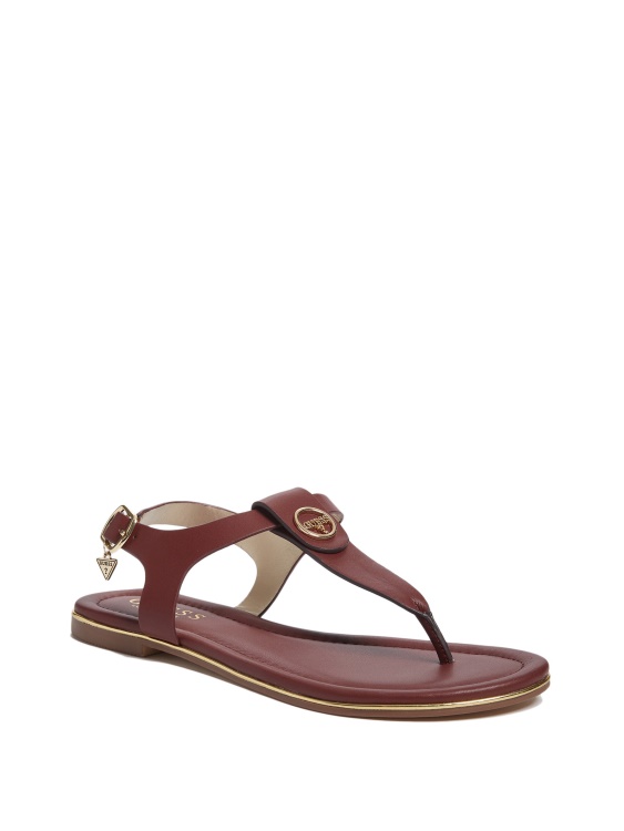 карамелени сандали с T-каишка Guess Wine