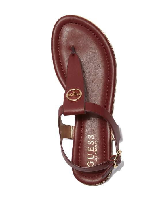 карамелени сандали с T-каишка Guess Wine