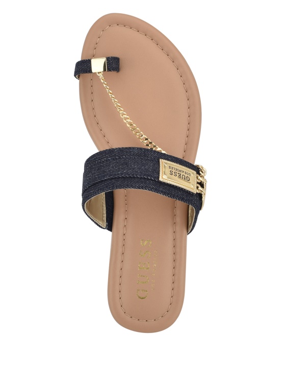 Guess сандали с верижка от тъмносини плат Landen Denim