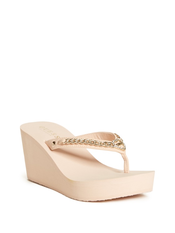 светло розови джапанки на платформа Guess Sagey с верига