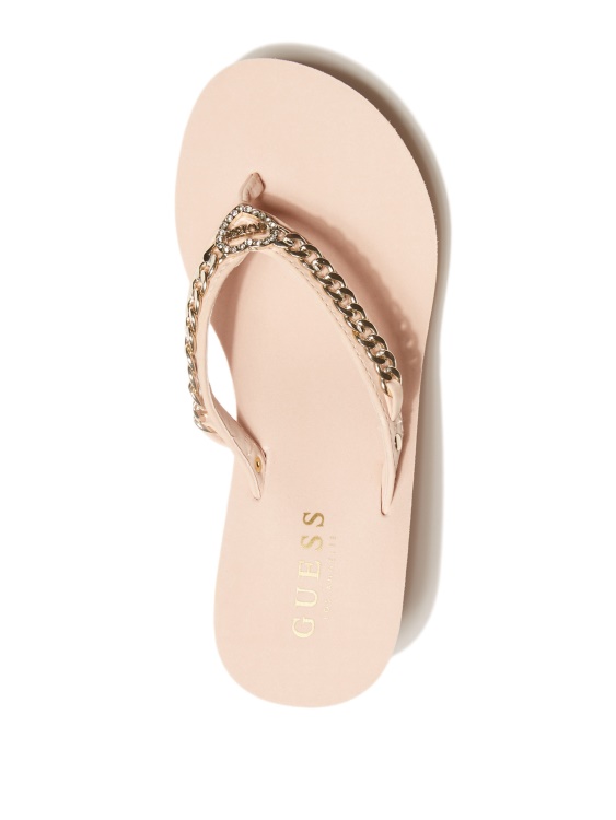 светло розови джапанки на платформа Guess Sagey с верига