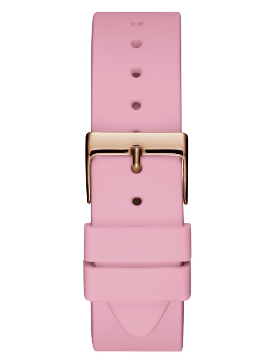 без цвят розово злато в тон и руж силиконов многофункционален часовник Guess