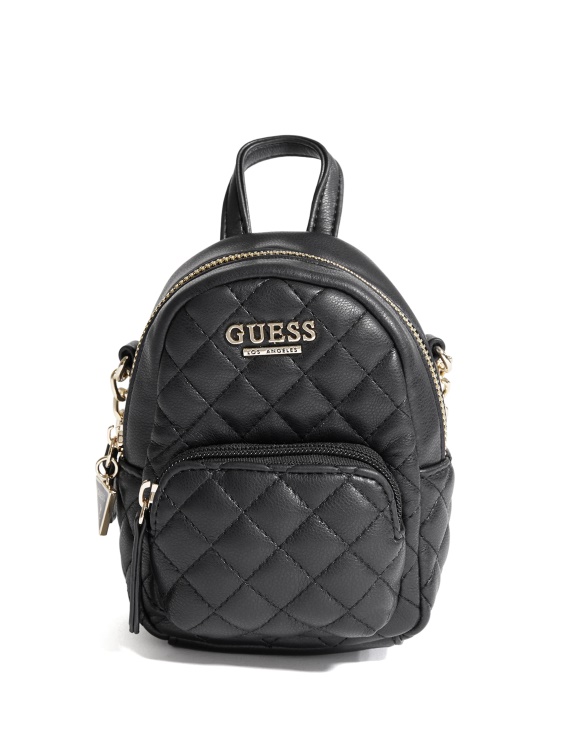 черна ватирана мини раница през рамо Guess Evan