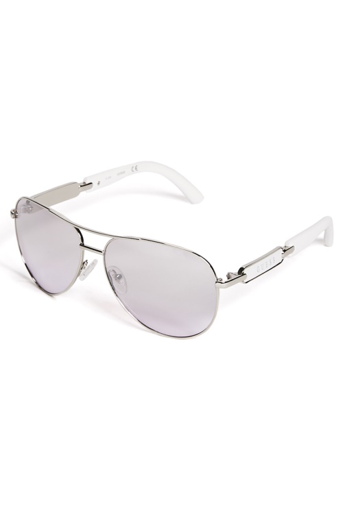 бели класически авиаторски слънчеви очила Guess