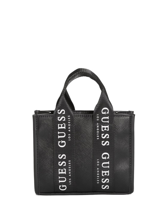 лого-лента мини чантичка Crossbody Guess черна