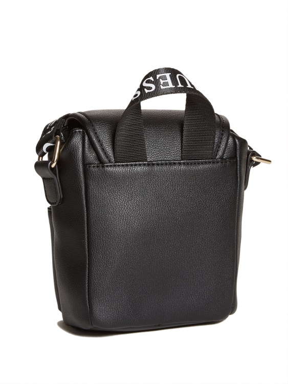 черна мини раница с лого от изкуствена кожа Guess