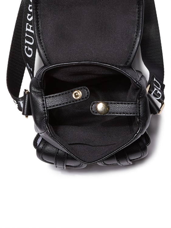 черна мини раница с лого от изкуствена кожа Guess