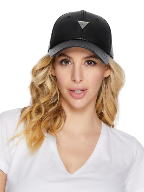 лого от изкуствена кожа Guess емблема бейзболна шапка черна