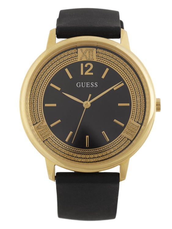 черен силикон и златист часовник Guess No Color