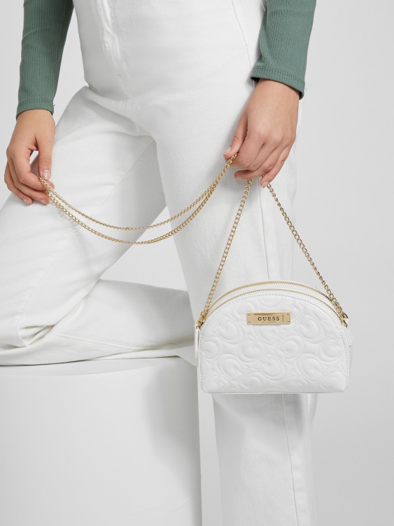 бял Sophie двоен цип Crossbody Guess