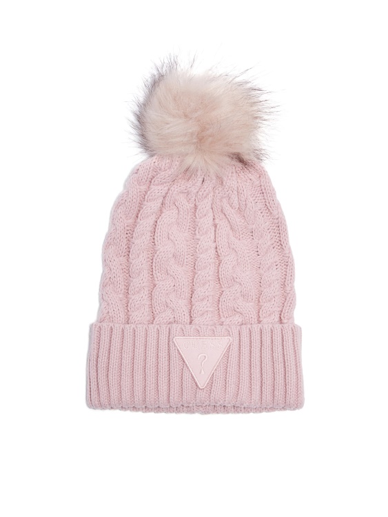 Blush Guess плетена шапка с помпена