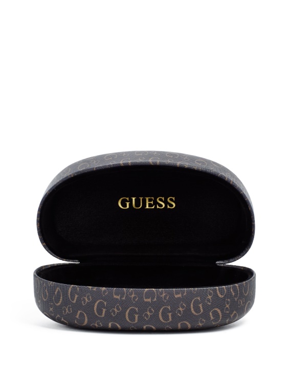 кафяво лого очила твърд калъф Guess