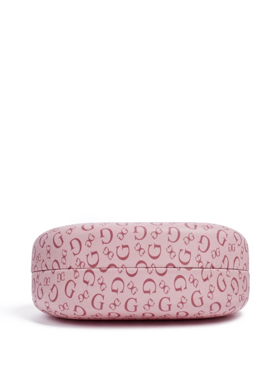 розов твърд калъф за очила с лого Guess