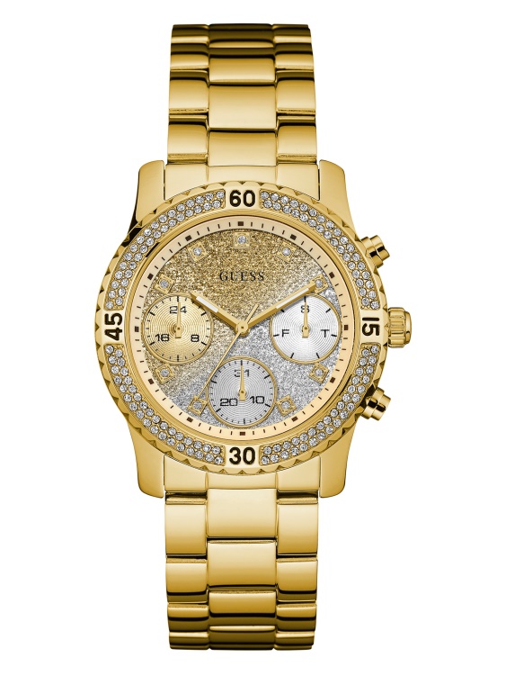 многофункционален часовник със златист омбре блясък Guess No Color