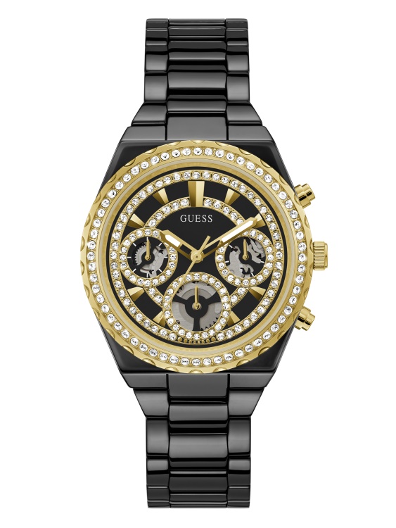 Мултифункционален часовник Guess с цвят на злато и черна керамика