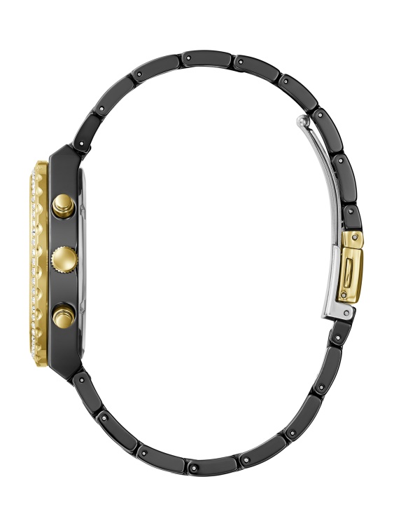 Мултифункционален часовник Guess с цвят на злато и черна керамика