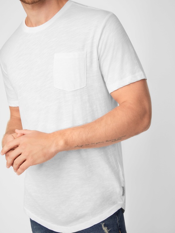 чисто бяла тениска с парагади Guess Vantor