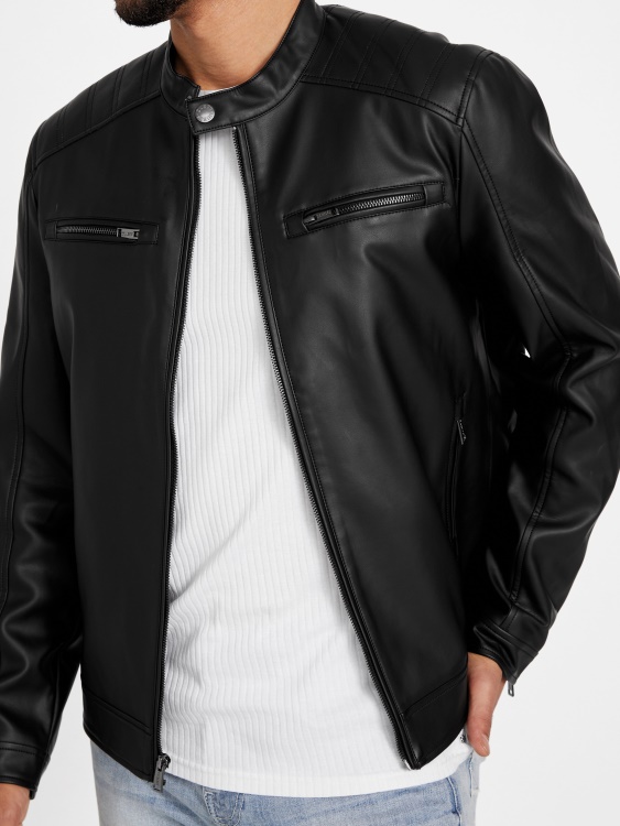 Guess Jet Black Zacky Moto яке от изкуствена кожа