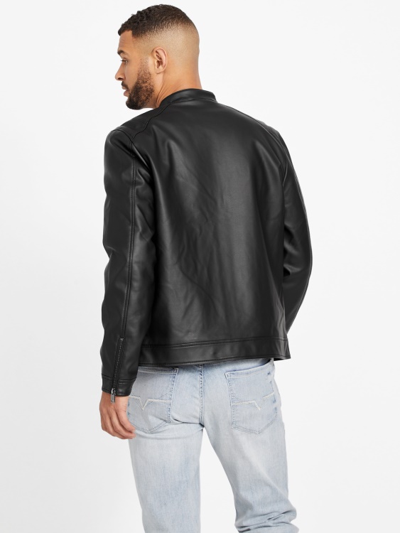 Guess Jet Black Zacky Moto яке от изкуствена кожа