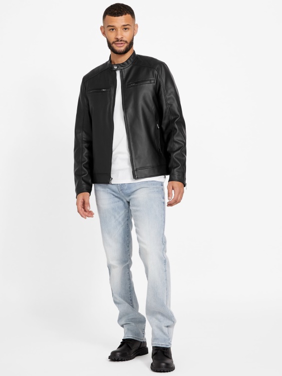 Guess Jet Black Zacky Moto яке от изкуствена кожа