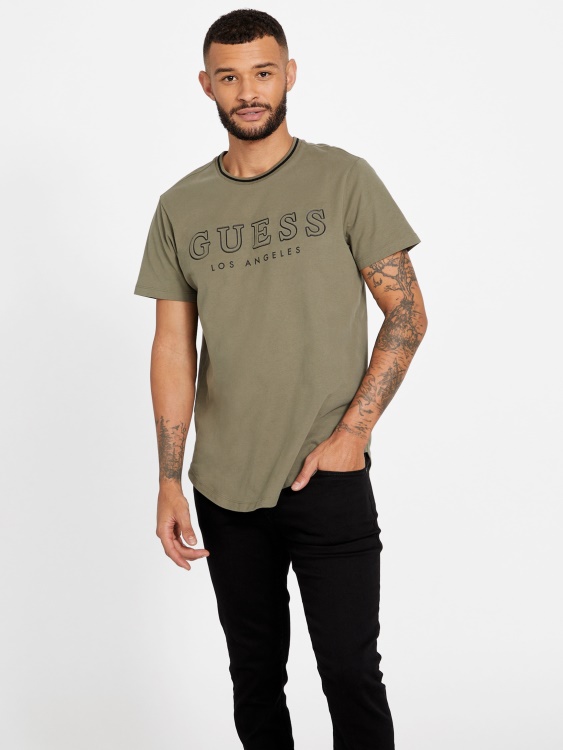 Dusty Oliver Guess тениска с дълга линия и кръгло деколте