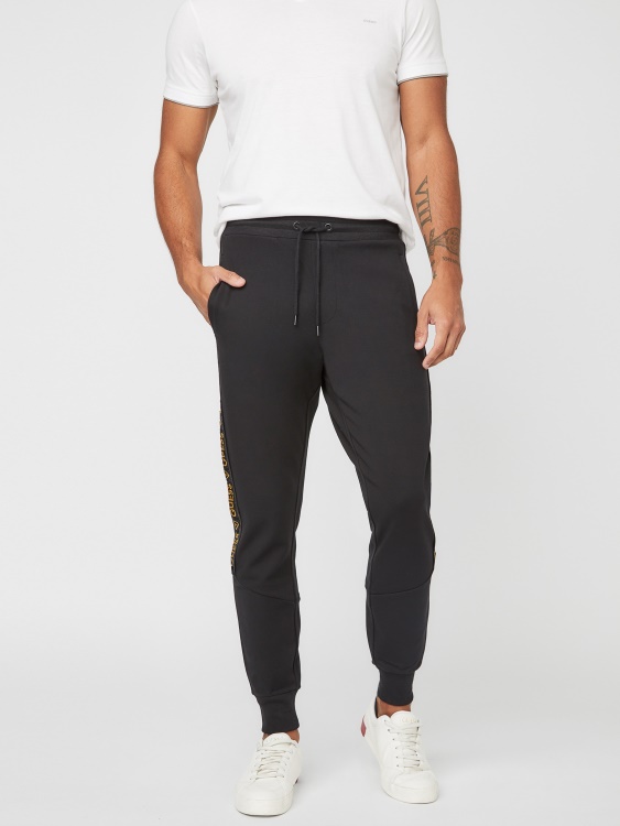 Guess Jon Logo Tape Joggers черни