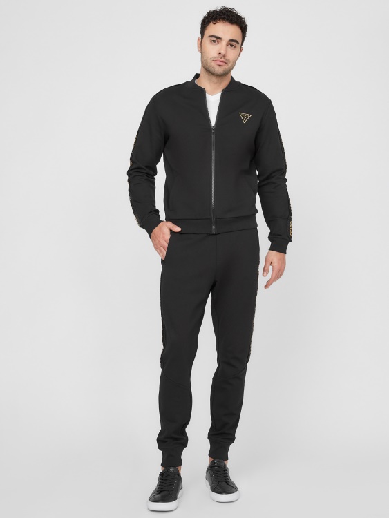 Guess Jon Logo Tape Joggers черни