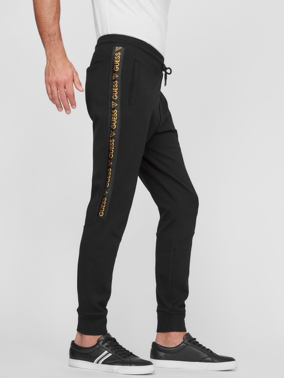 Guess Jon Logo Tape Joggers черни