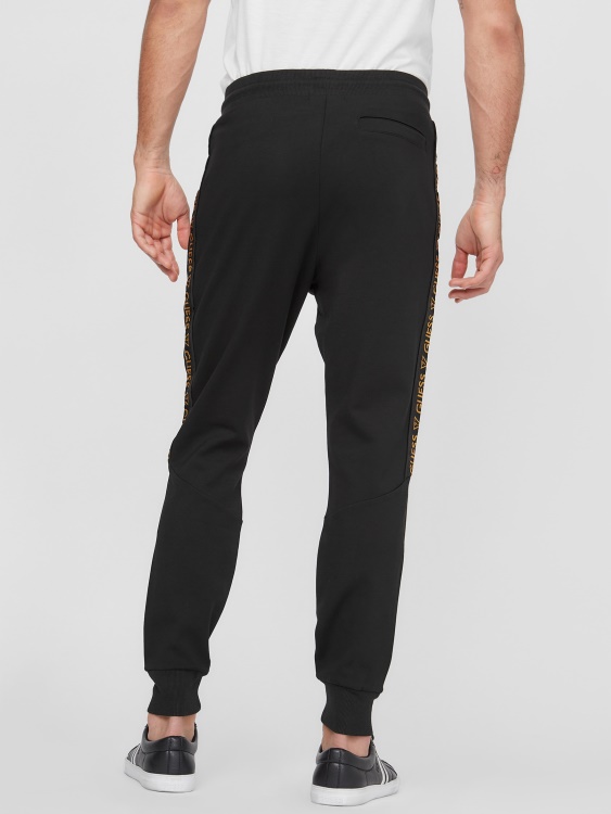 Guess Jon Logo Tape Joggers черни
