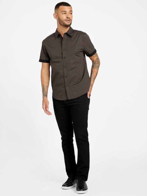 черна риза Gower с географски щампи Guess