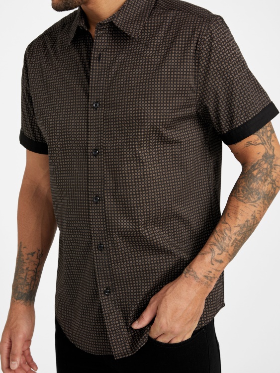 черна риза Gower с географски щампи Guess