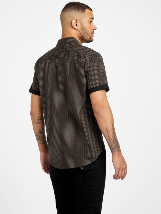 черна риза Gower с географски щампи Guess