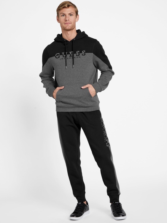 черна еко качулка с лого на Marcus Guess