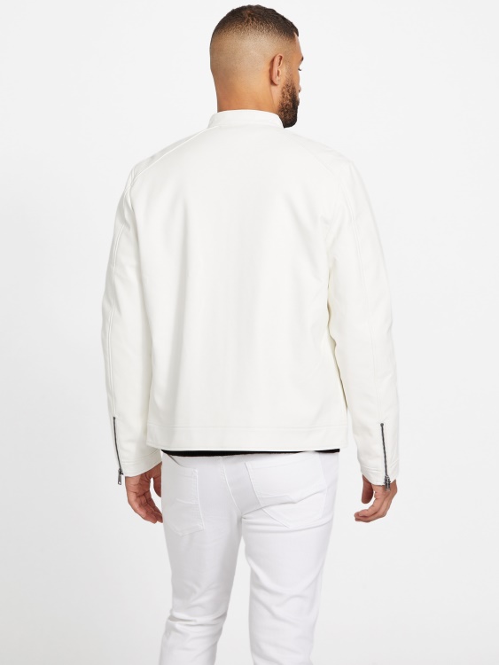 True White Guess Zacky Moto яке от изкуствена кожа