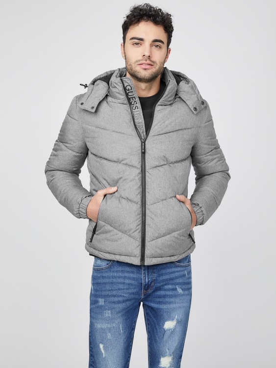 светло меланжово сиво шушляково яке Guess