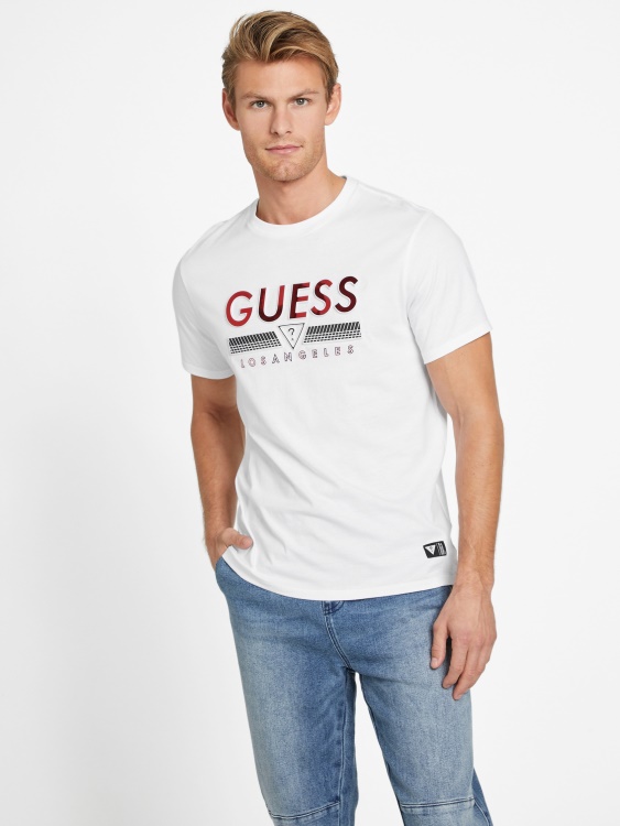еко тениска с кръгло деколте Koda чисто бяло Guess