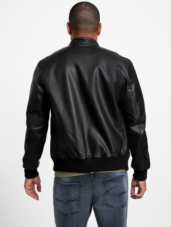 Guess Jet Black мото яке от изкуствена кожа Aaron