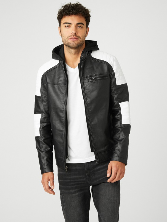 Guess Daniel Color-block мотоциклет като Jet Black Multi