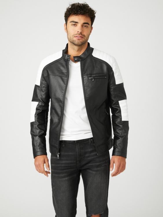 Guess Daniel Color-block мотоциклет като Jet Black Multi