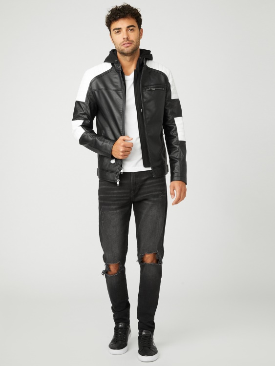 Guess Daniel Color-block мотоциклет като Jet Black Multi