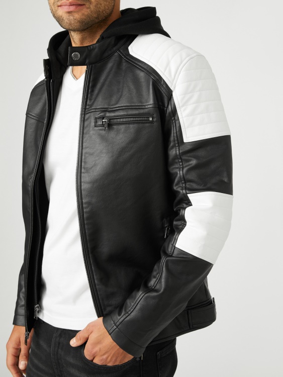 Guess Daniel Color-block мотоциклет като Jet Black Multi