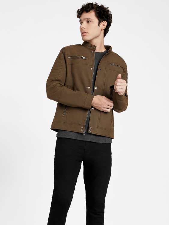 Preston изкуствен велур мото яке Guess коняк