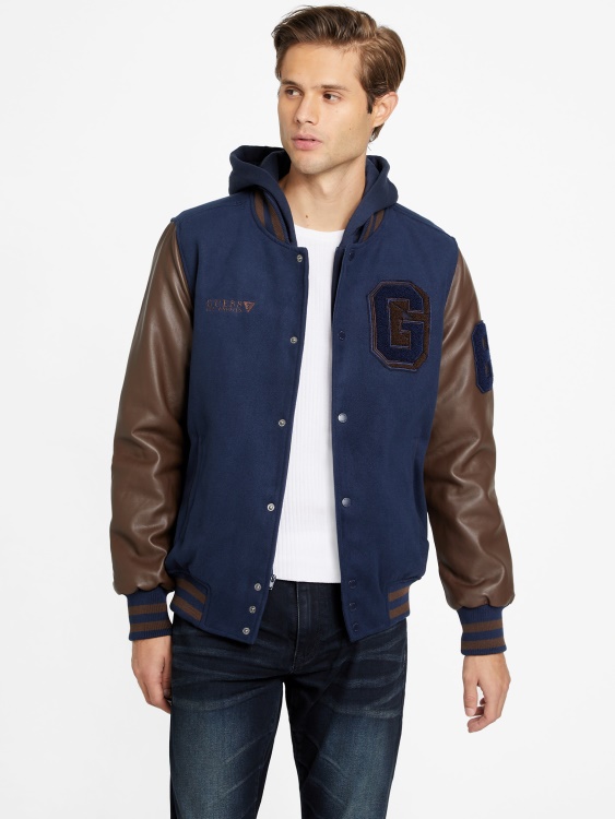 университетско яке с качулка Ivy Guess Blackened Blue