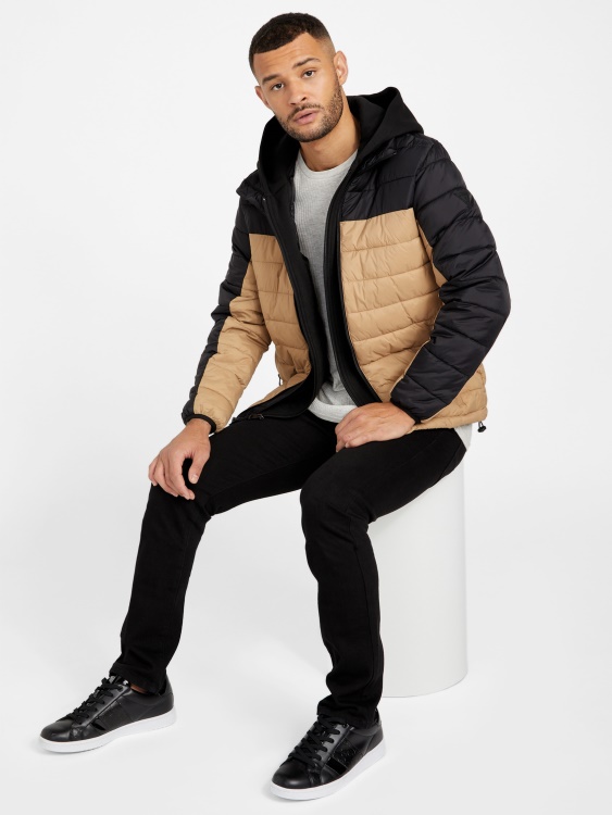 пухено яке Hampton черно/тъмнокафяво Guess