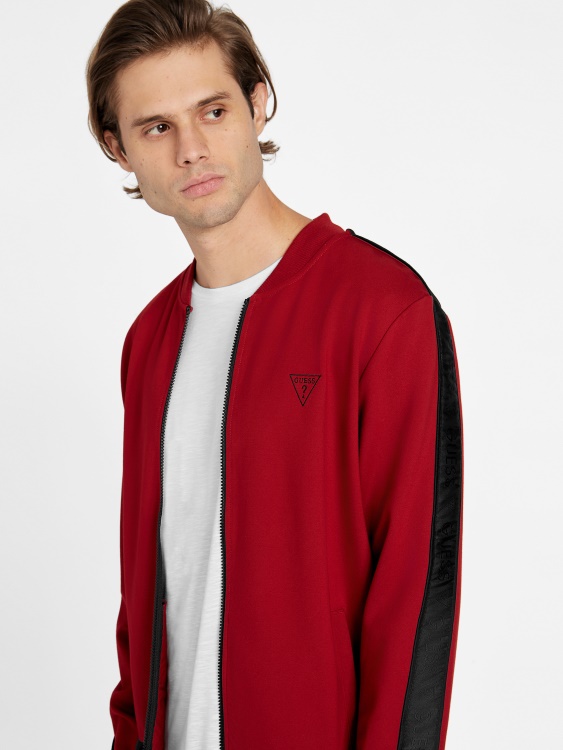 червено Noir Guess яке с лого на Jon лента бомбър