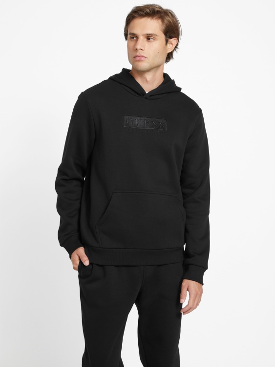 черна качулка Guess Eco Harvey Logo